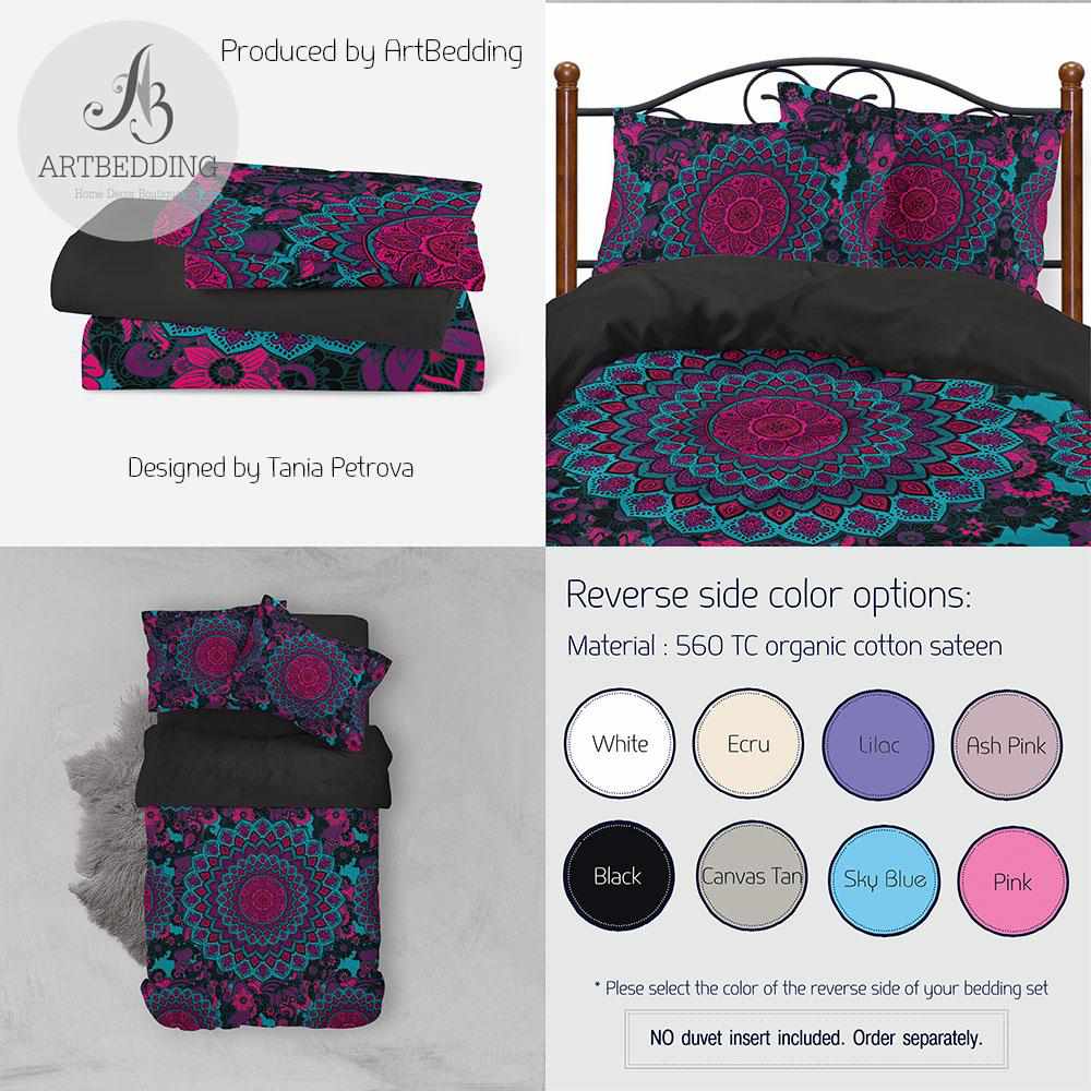 Boho Mandala Bedding Turquoise And Fuschia Pink Mandala Duvet