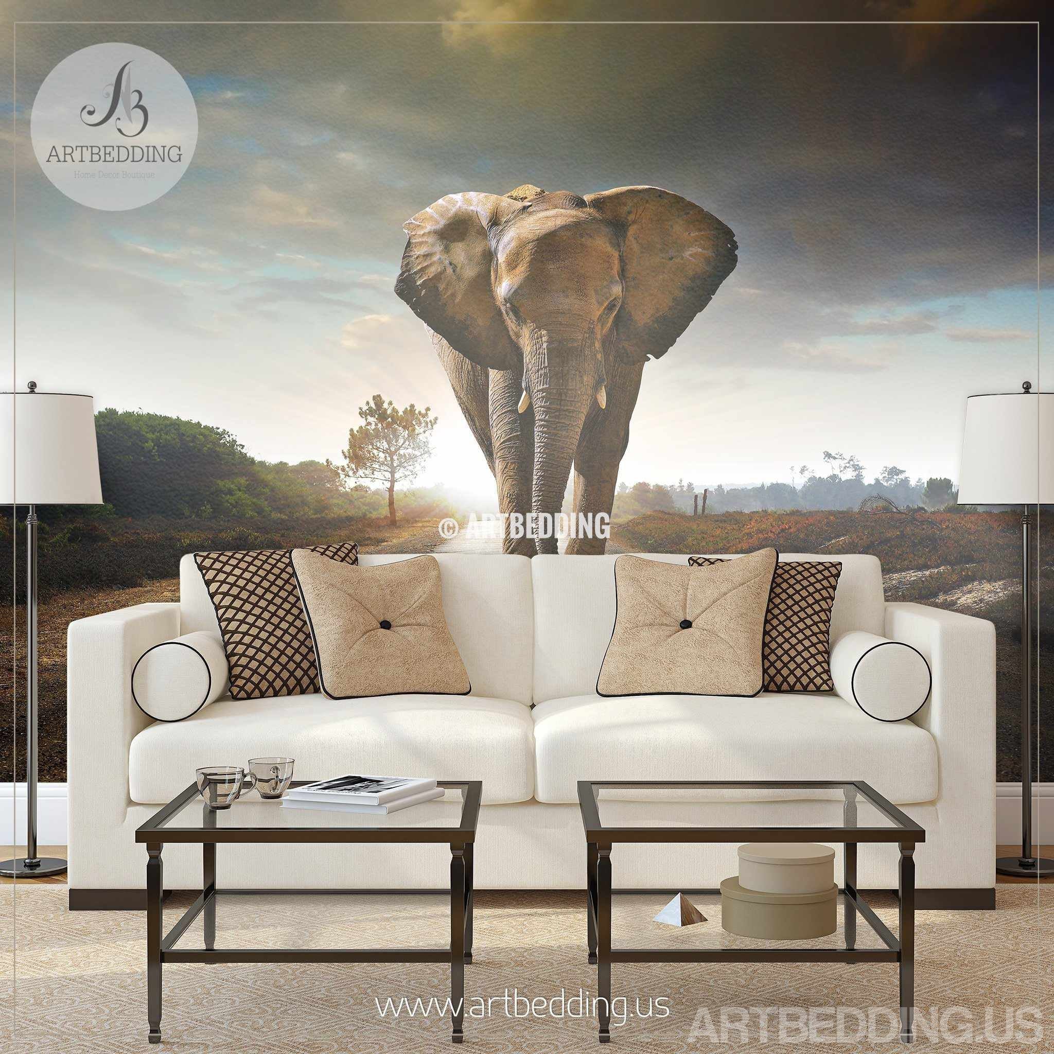 African Elephant Wall Mural Elephant Self Adhesive Peel Stick Photo Mural Wild Africa Wall Decor