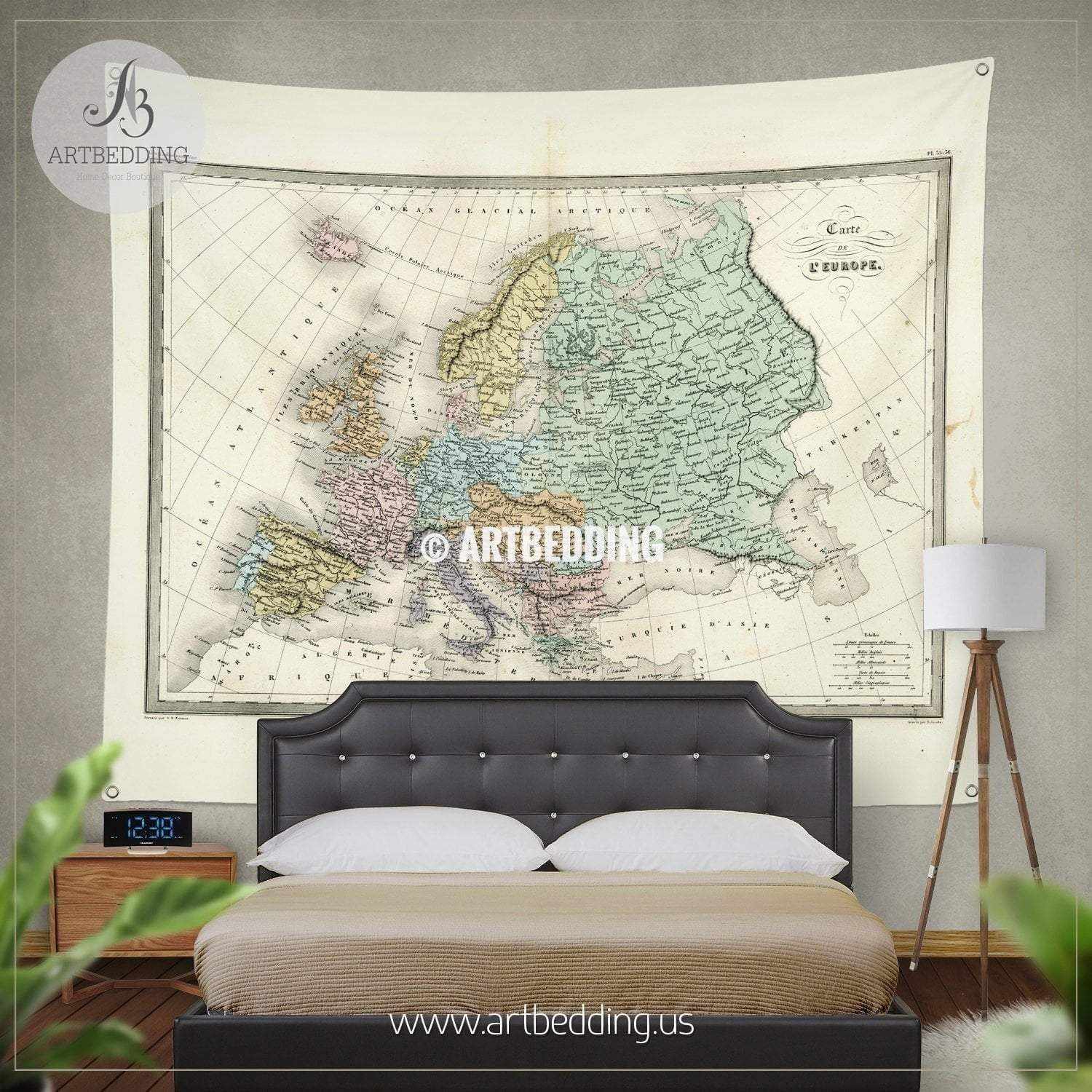 Antique Map Of Europe Wall Tapestry Vintage Interior Map Wall Hanging Artbedding