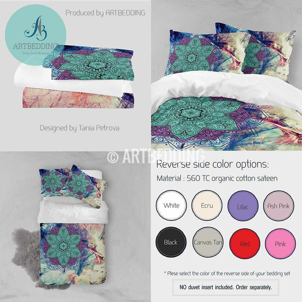 Boho bedding, Mandala Duvet cover set, Sacred balance lotus mandala ...