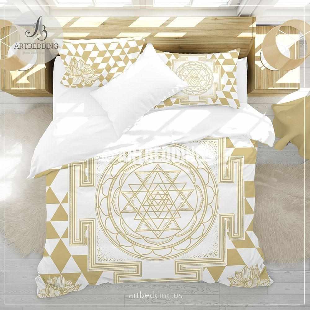 Bohemian Bedding Sri Yantra Sacred Geometry Duvet Cover Set Yoga