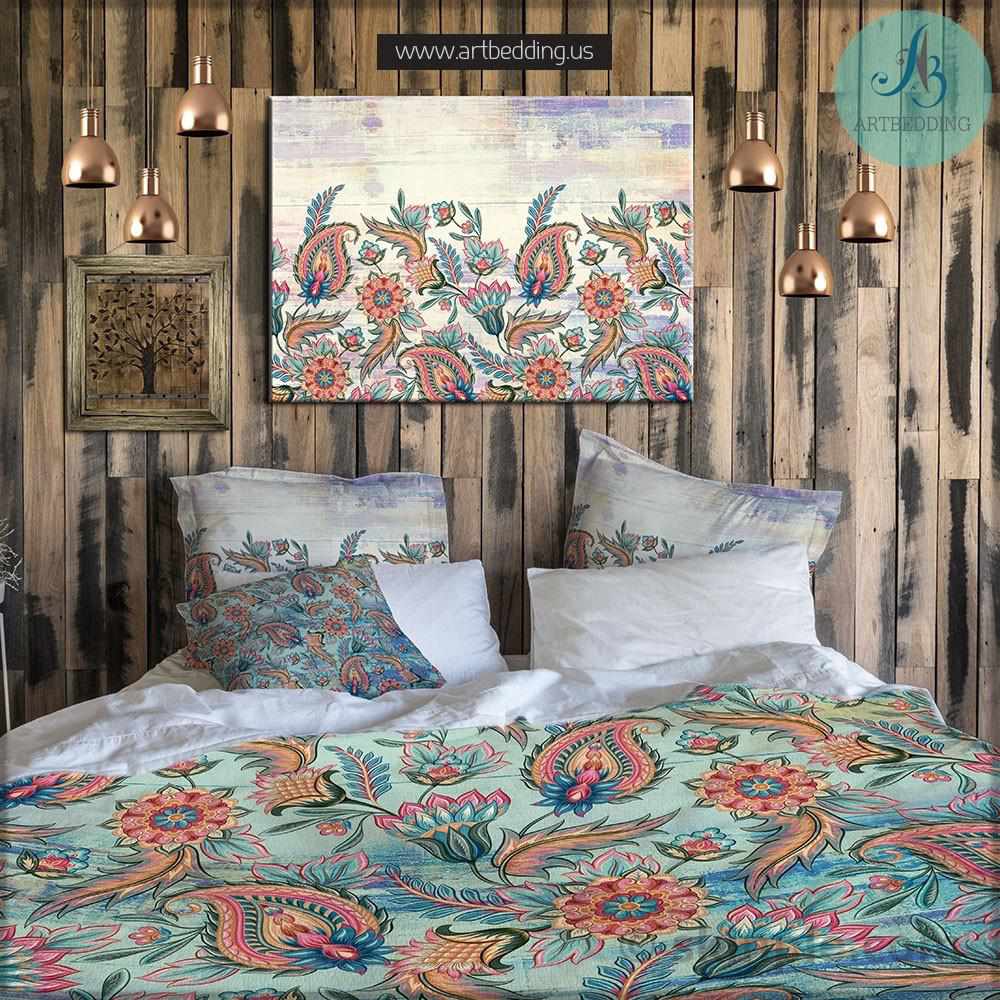 Bohemian Bedding Vintage Paisley Boho Duvet Bedding Set Vintage