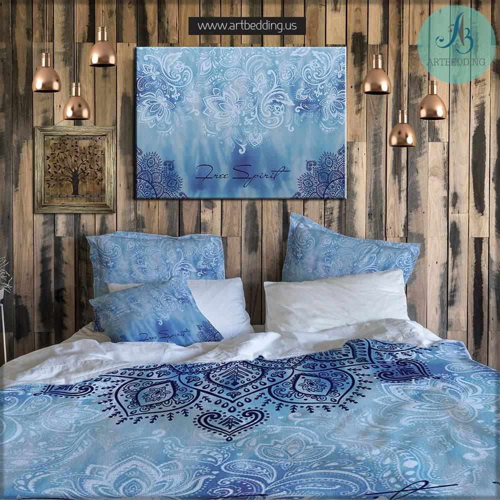 Boho Bedding Free Spirit Duvet Bedding Set Blue Tie Dye Boho