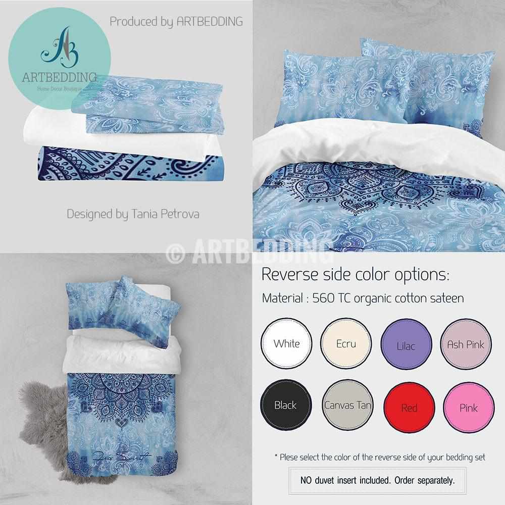 Boho Bedding Free Spirit Duvet Bedding Set Blue Tie Dye Boho