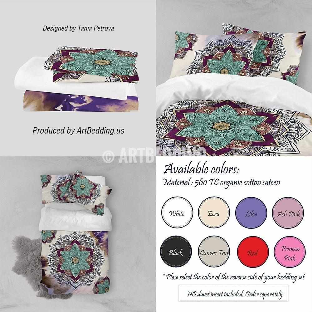 Mandala bedding, Boho Mandala duvet cover set, Sacred balance lotus ma ...