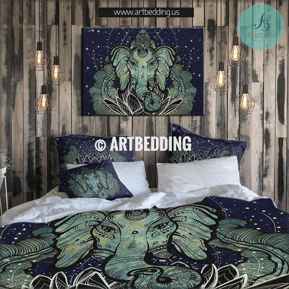 Boho Elephant Bedding Ganesha Elephant Duvet Cover Set Ganesha