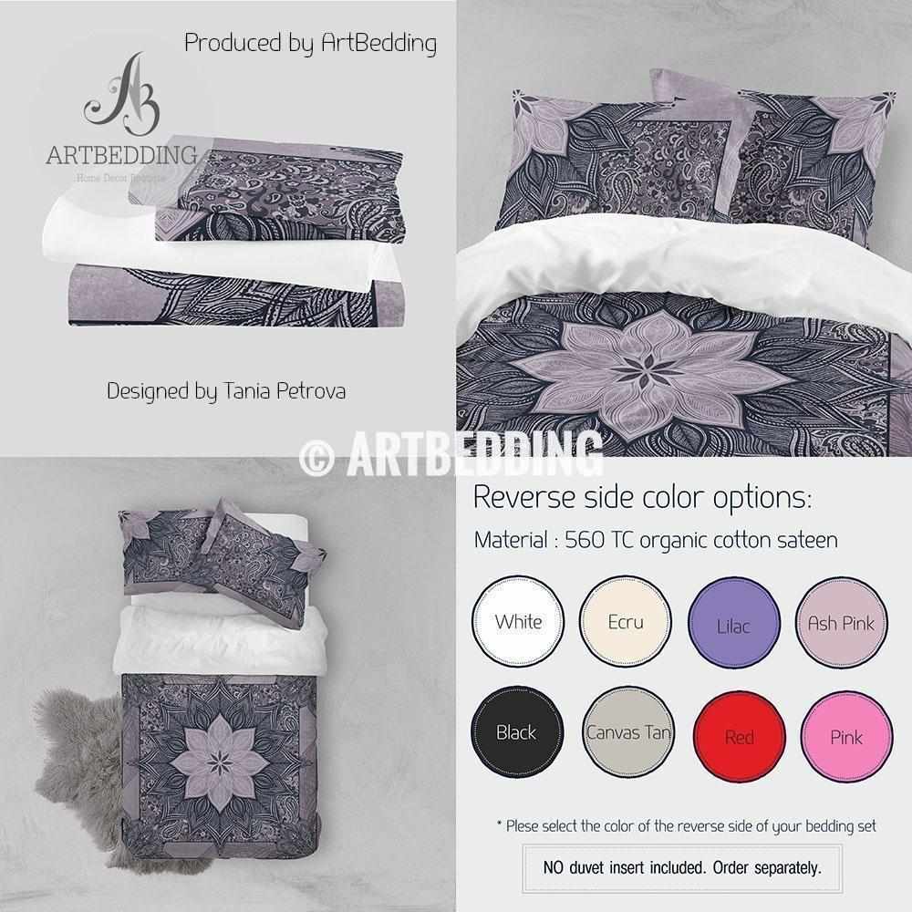 Boho Mandala Bedding Light Purple Mandala Duvet Cover Set