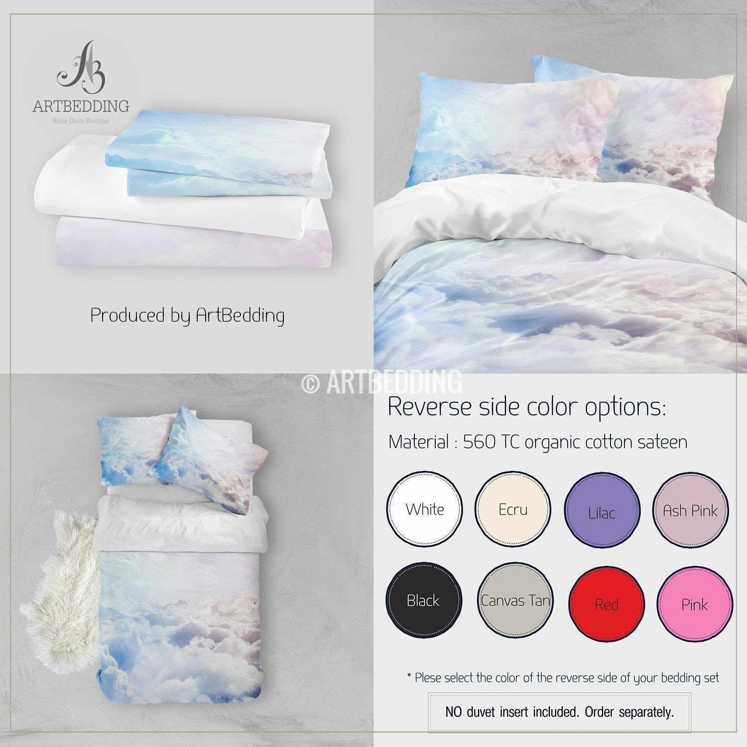 Clouds bedding, Blue sky with white clouds Bedding set, White clouds ...