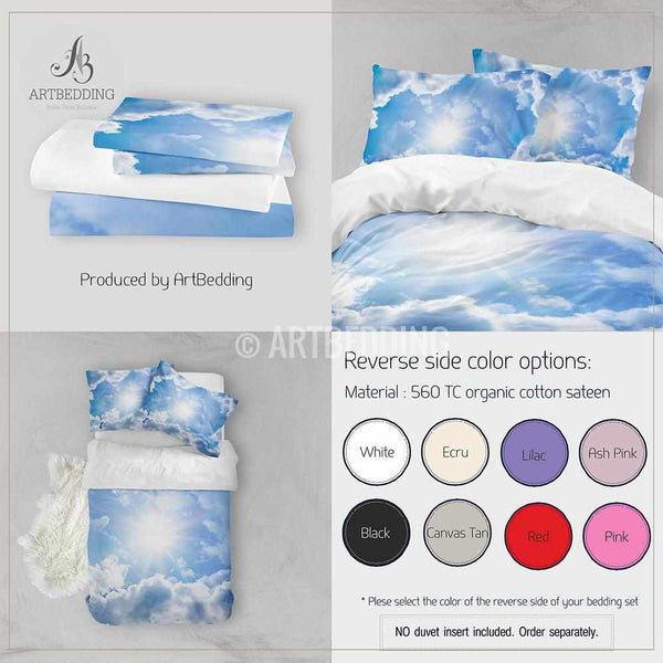 Clouds bedding, Blue sky with white clouds Bedding set, White clouds ...