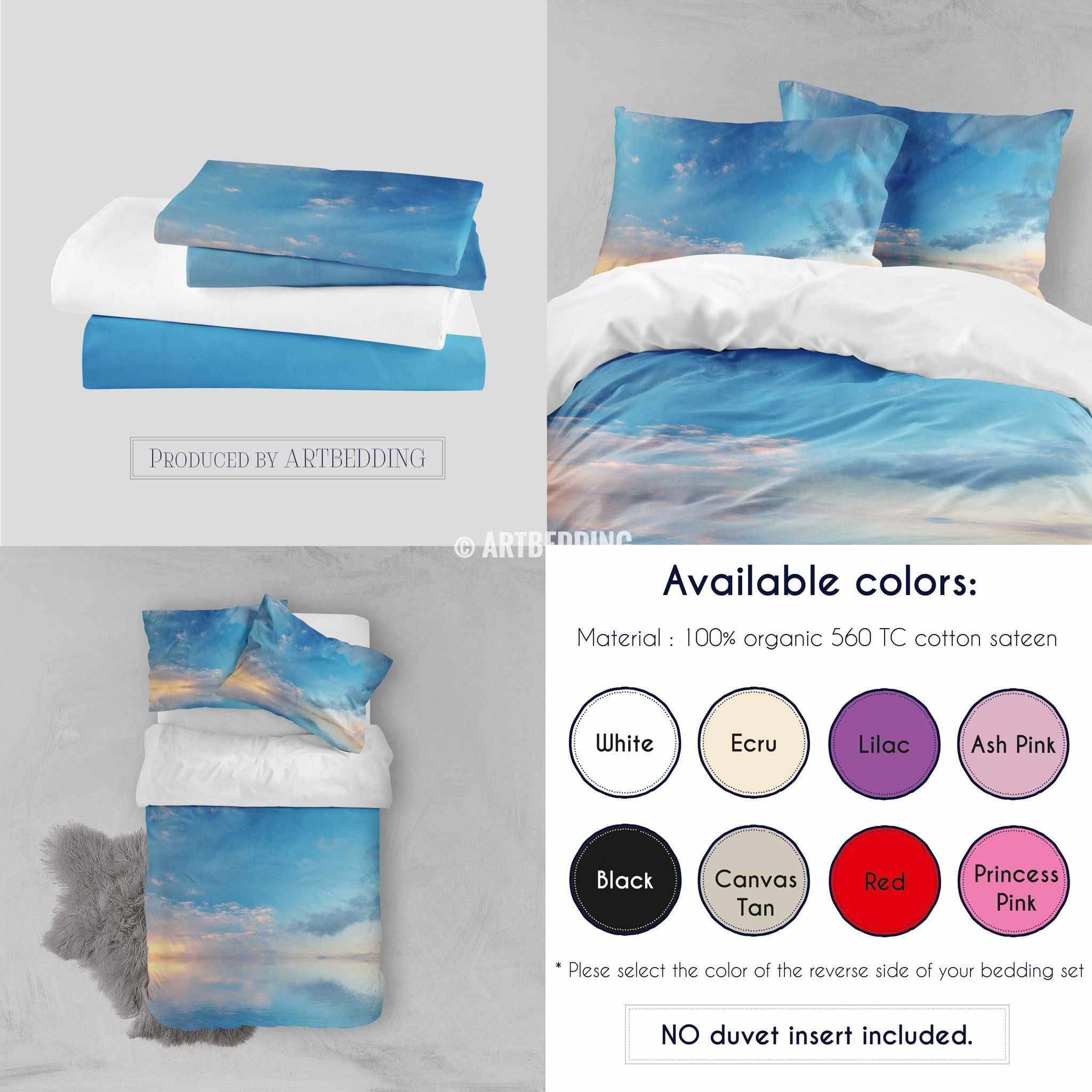 Clouds bedding, Sunrise over ocean with reflections Bedding set, Clouds ...