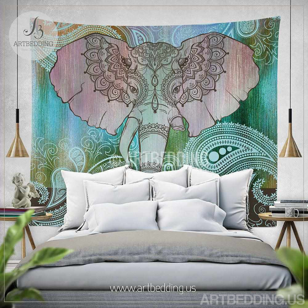 Elephant Tapestry, Indie tapestry wall hanging, bohemian decor, bohoch - ARTBEDDING