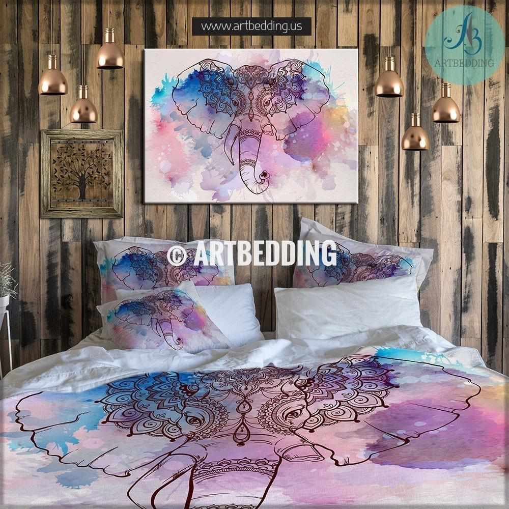 Full Size Elephant Bedding Boho Elephant Duvet Cover Set