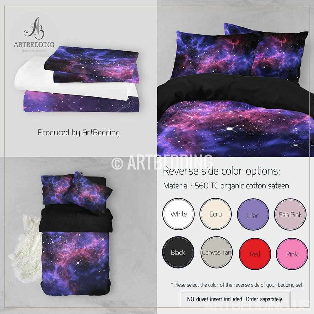 Galaxy bedding set, space duvet cover set, Stars nebula Bedding set ...