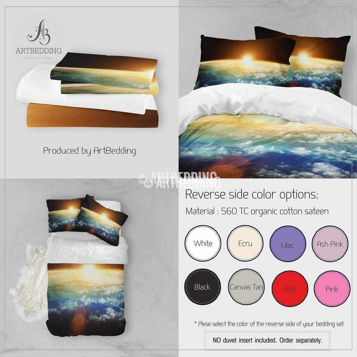 Galaxy bedding set,Blue planets in deep space duvet cover set, Stars ...