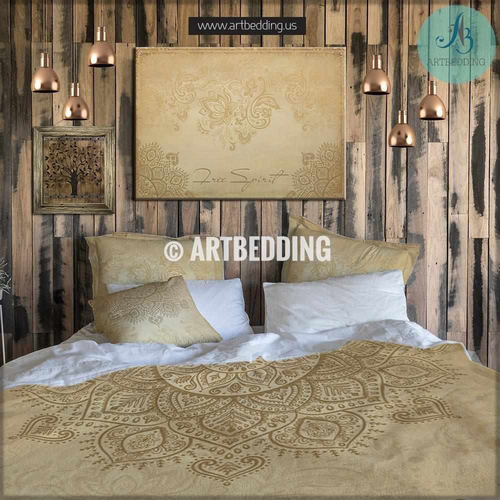 Boho Bedding Mehendi Mandala Duvet Bedding Set Boho Duvet Cover