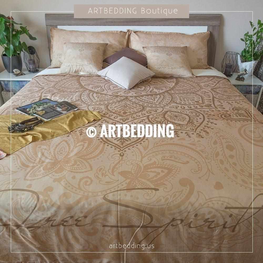 Boho Bedding Mehendi Mandala Duvet Bedding Set Boho Duvet Cover