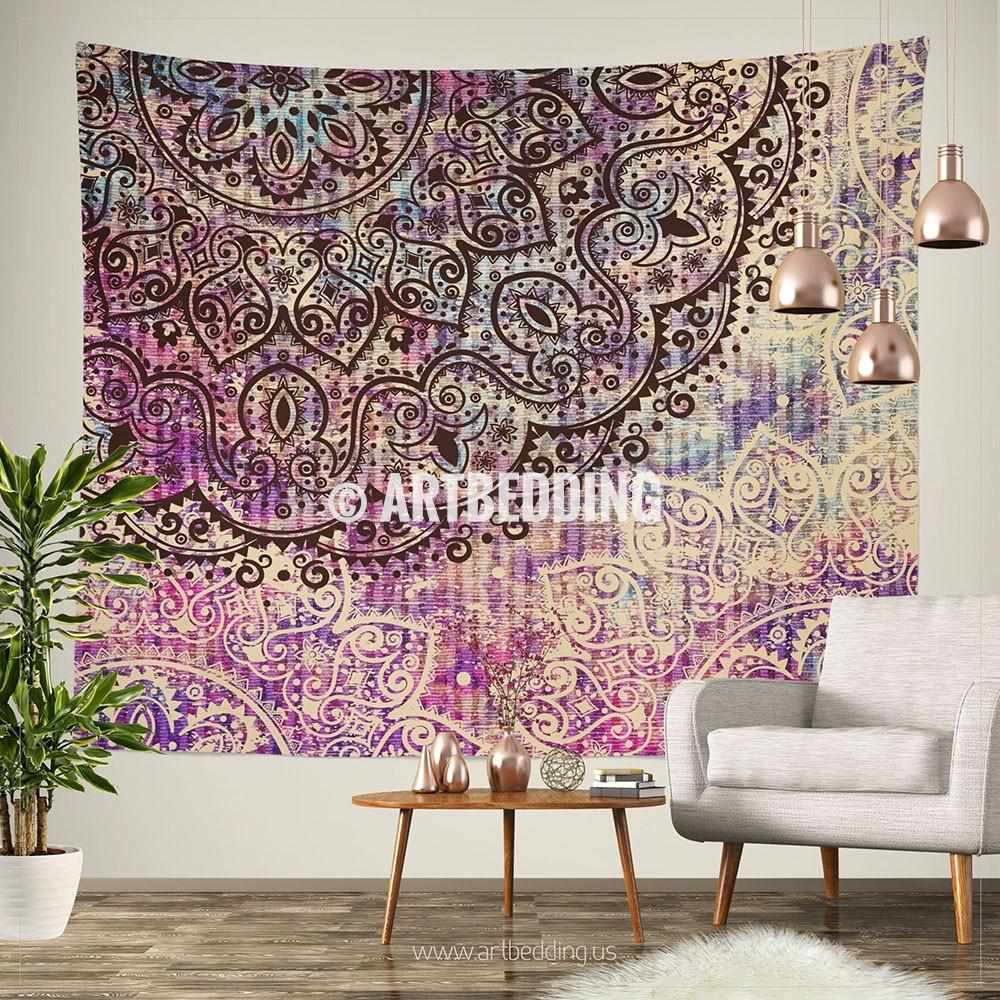 Mandala Tapestry, Hippie Bohemian Flower Psychedelic Tapestry Wall Hanging  for Dorm Living Room Bedroom Home Decor(29 x 37)