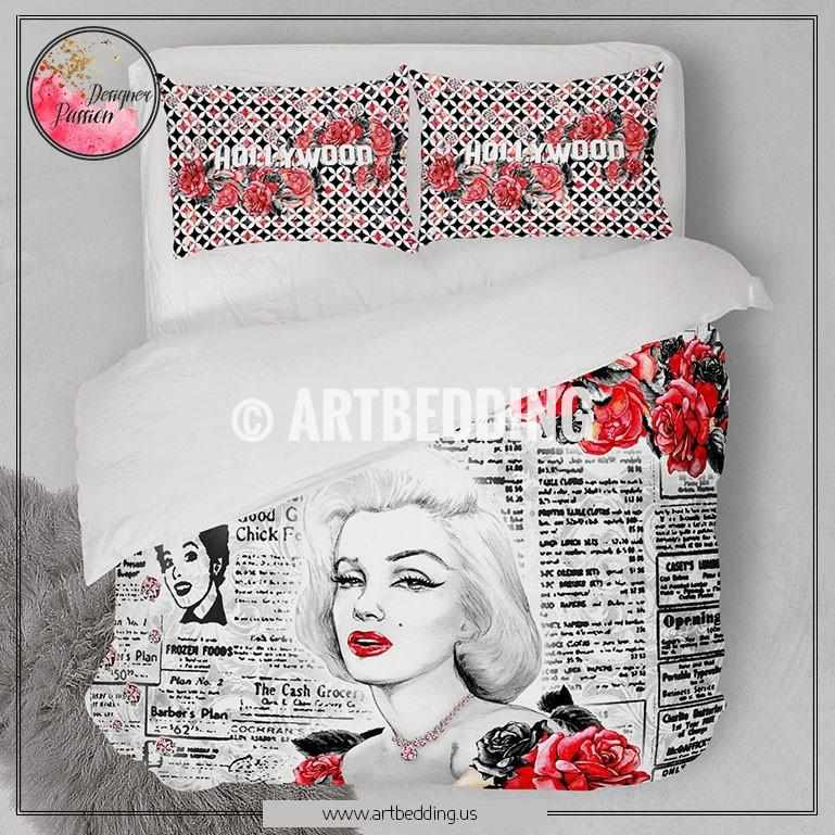 Marilyn Monroe Bedding Set Hollywood Themed Duvet Bedding Set