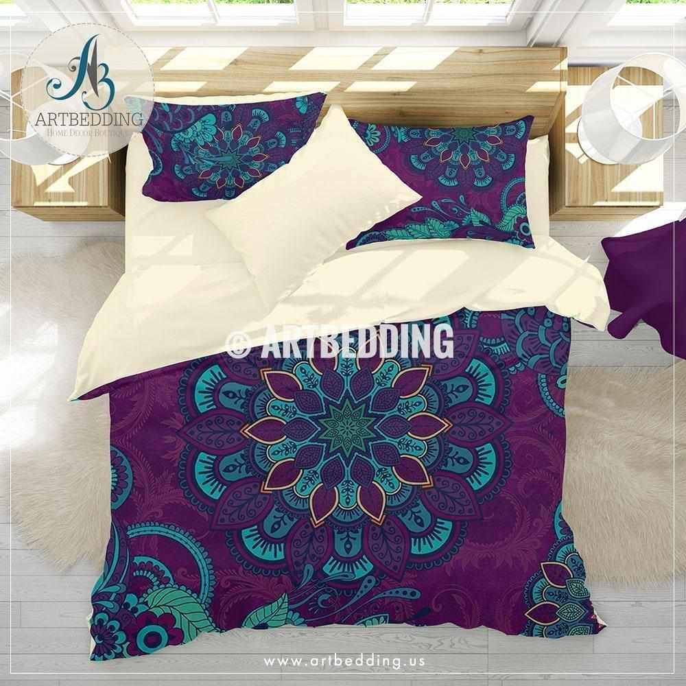 Peacock Mandala Bedding Teal Peacock Mandala Boho Mandala