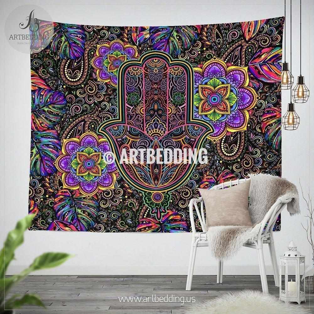 Lotus Rainbow Chakra Om Wall Tapestry Rainbow Chakra Mandala Wall Hanging Yoga Spiritiual Chakra Art Tapestry Bohemian Interior Artbedding