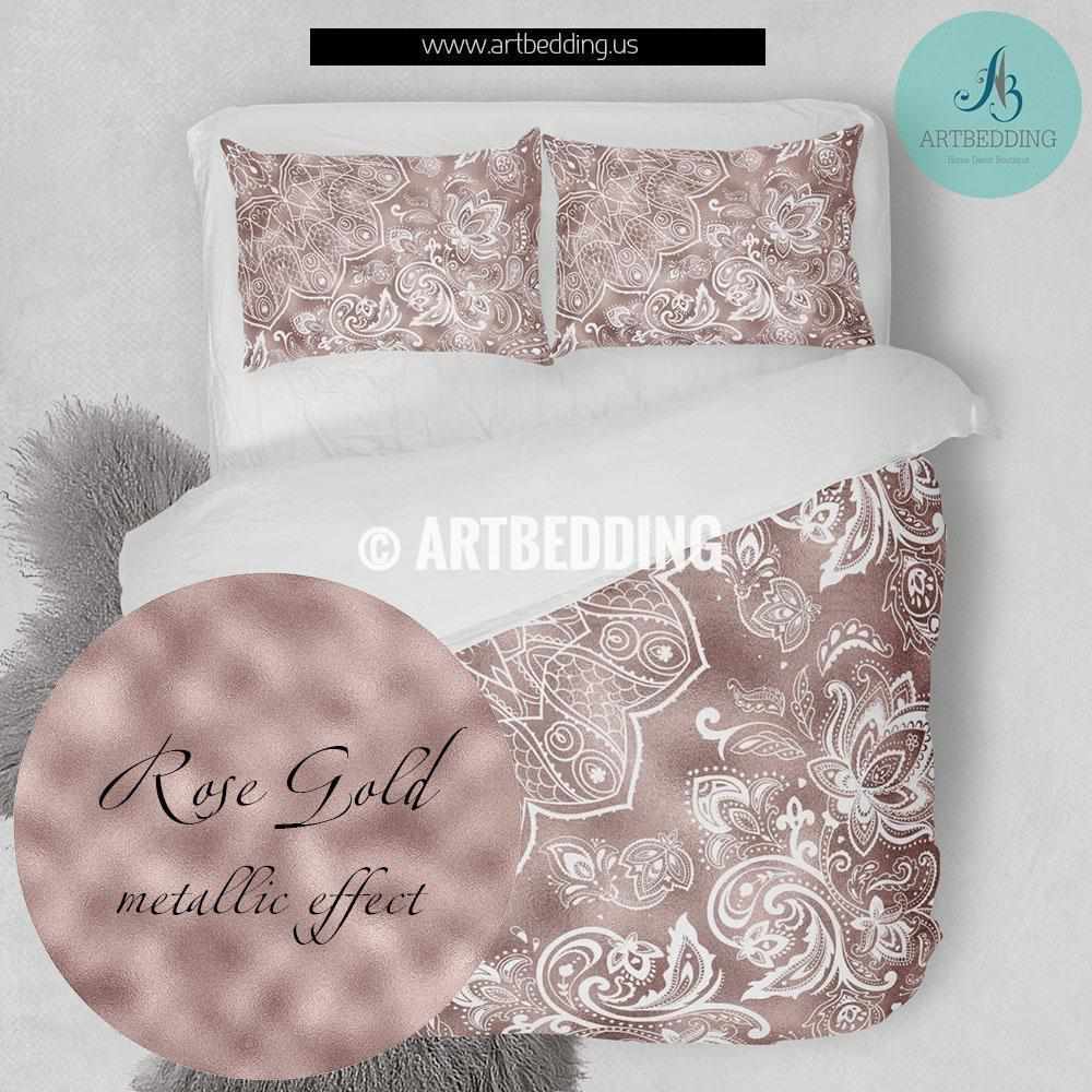 Rose Gold Mandala Bedding Rose Gold And White Mandala