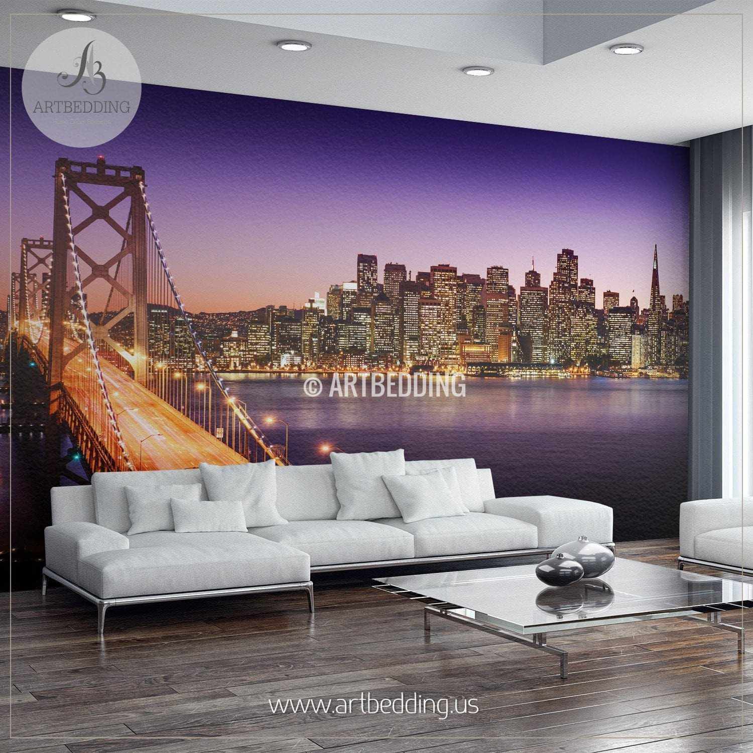 San Francisco Oakland Bay Bridge Cityscape Wall Mural Usa Photo Stick Artbedding