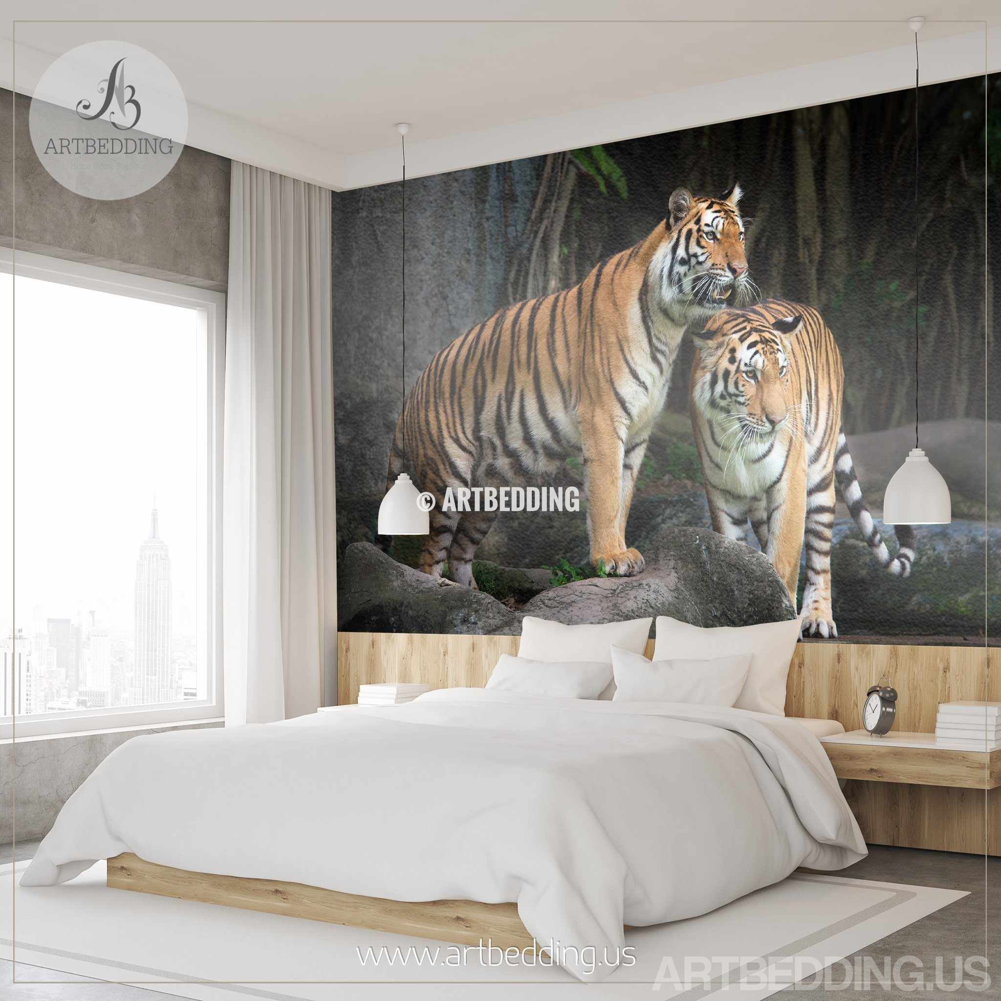 Tiger Wall Mural, Wild tiger Self Adhesive Peel & Stick Photo Mural