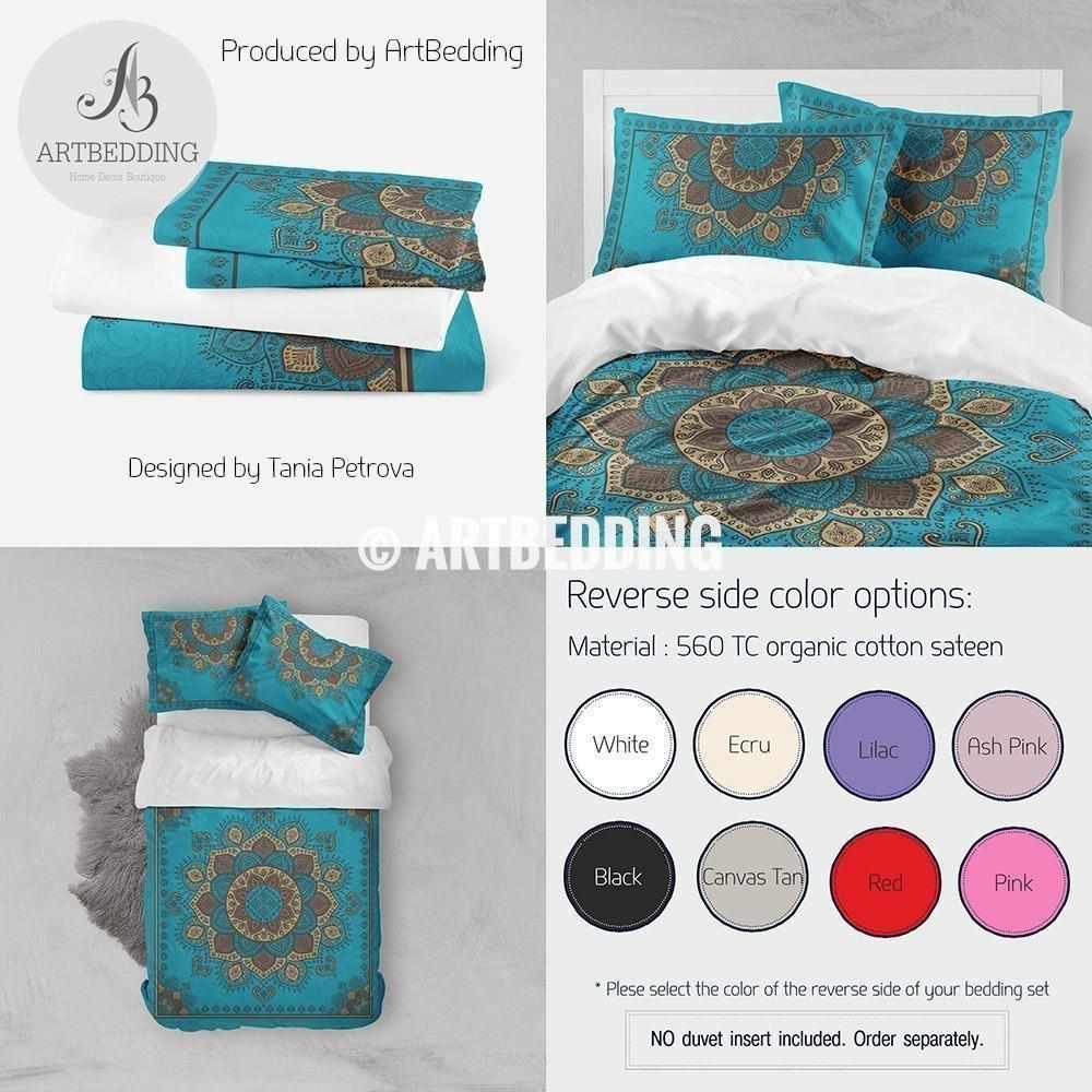 Turquoise mandala bedding, aqua turquoise Mandala duvet cover set