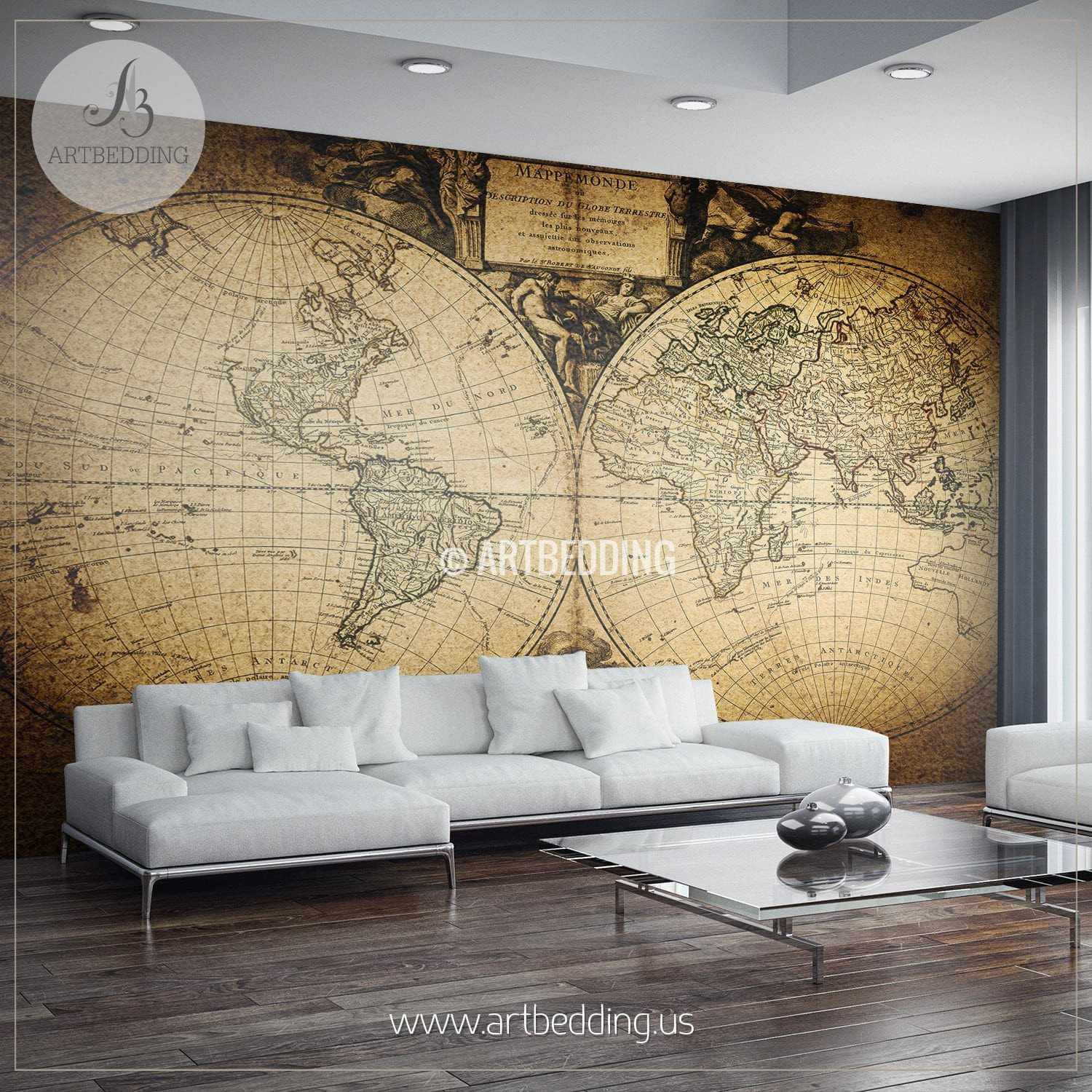 Vintage Map Wall Mural Self Adhesive Mural ARTBEDDING