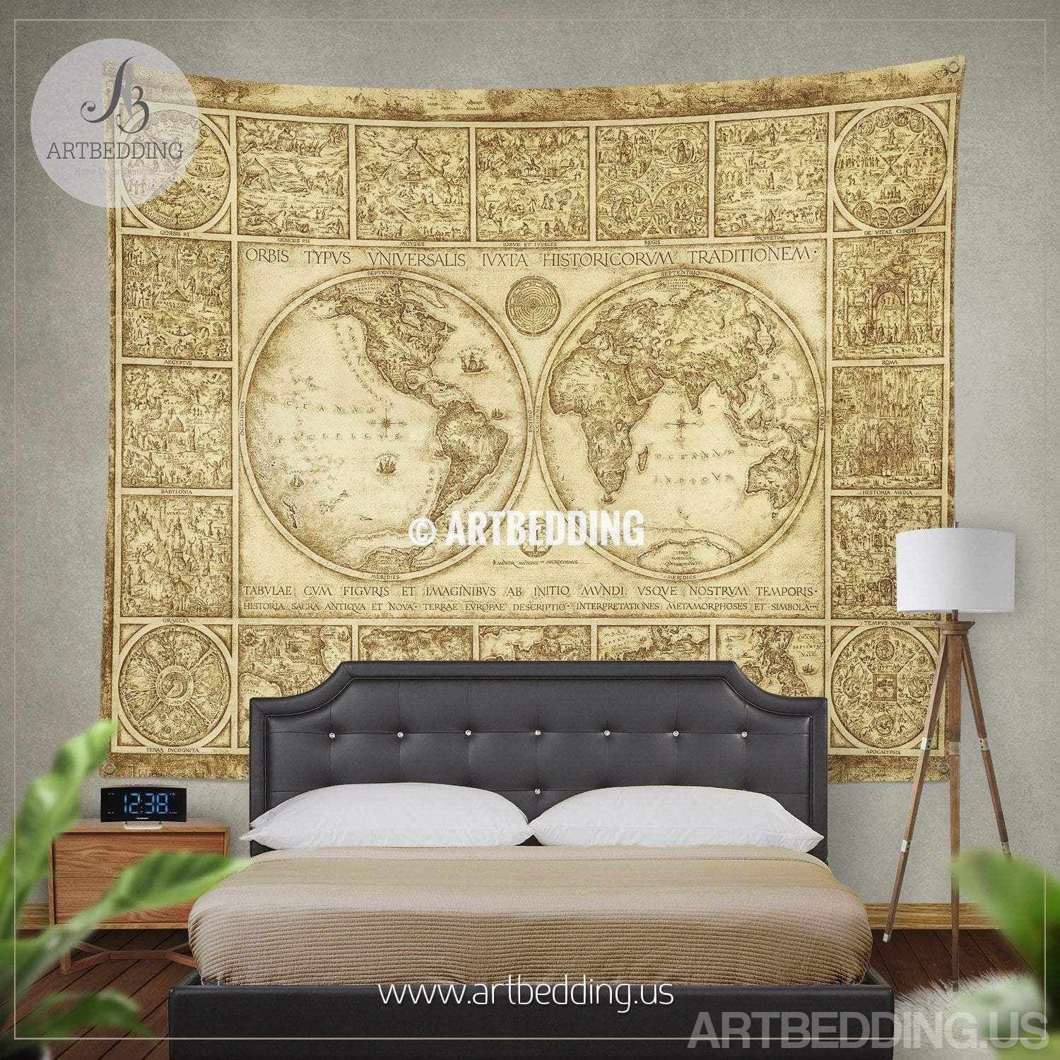 Vintage World Map Wall Tapestry Old World Map Wall