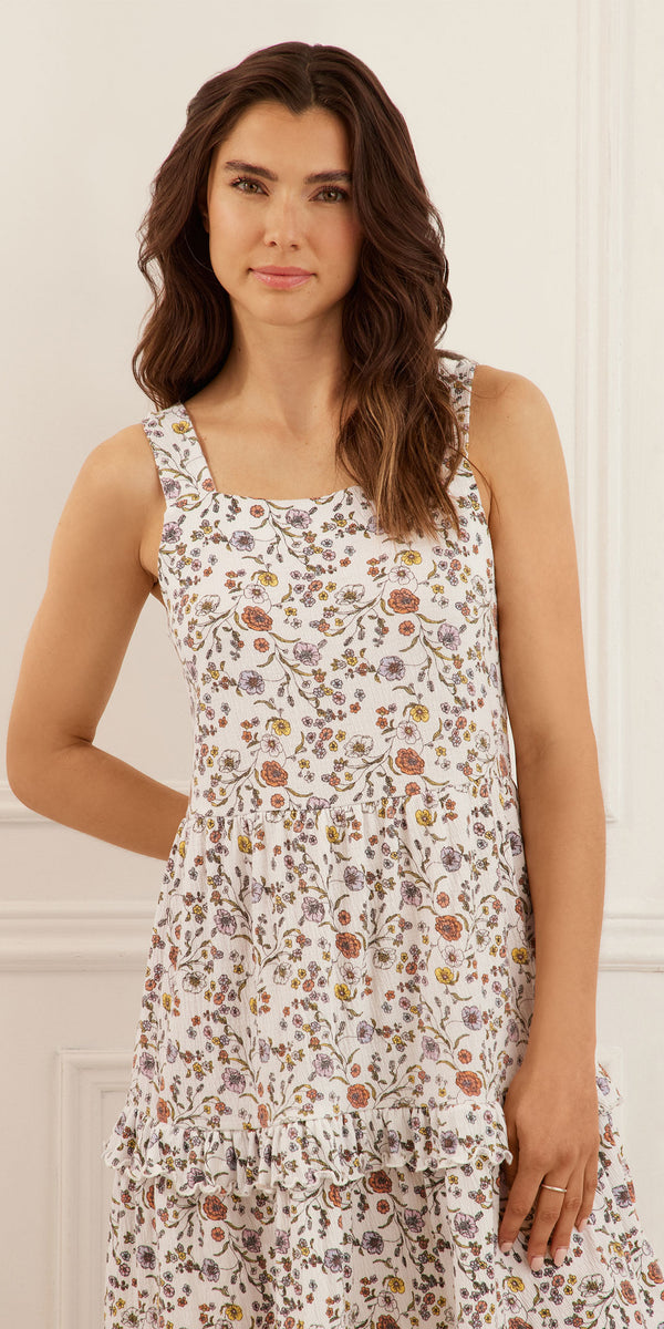 Long floral print strappy dress - Women