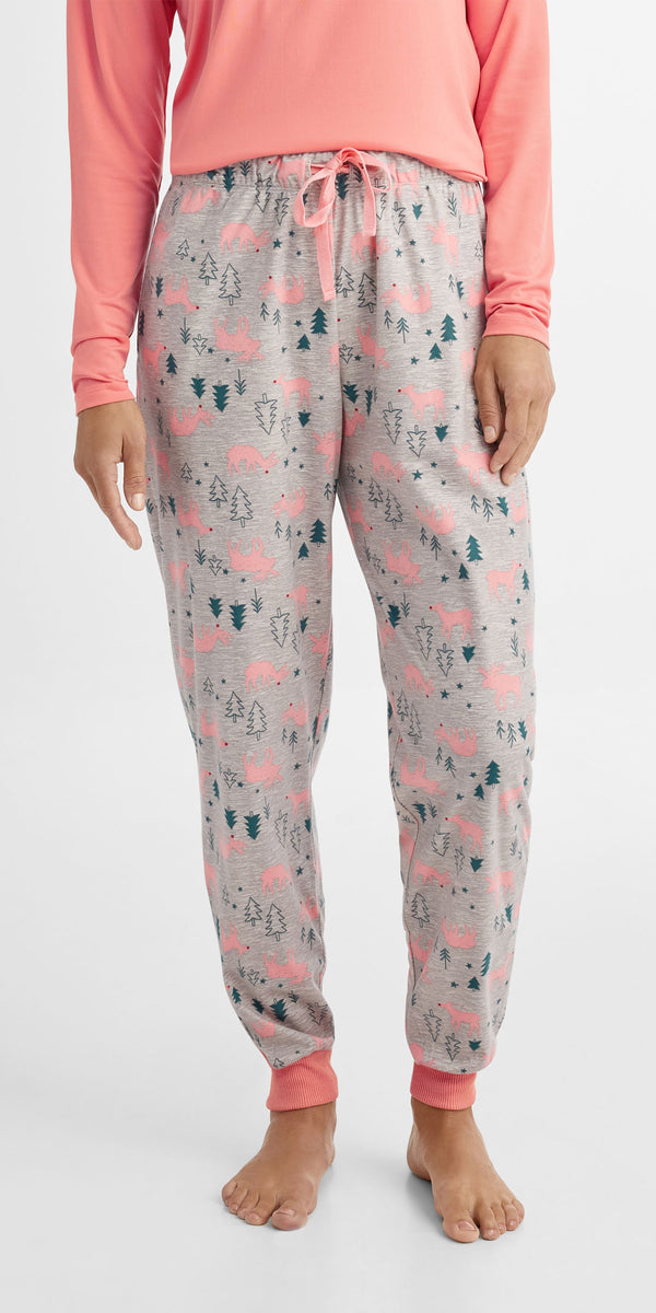 Pantalon pyjama imprimé en coton - Femme