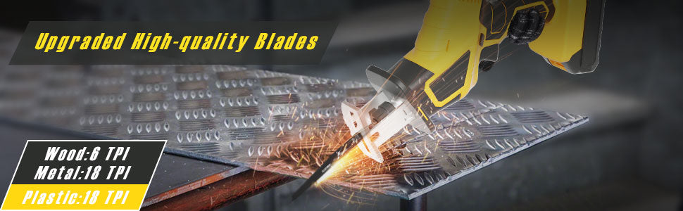 Alloyman Cordless Reciprocating Saw 0-3000 SPM Tool-free Blade Change and  LED Light Power