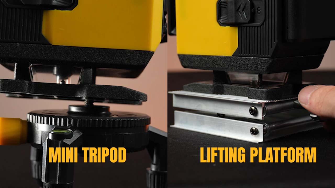 Use a mini tripod or lift platform to install the laser level