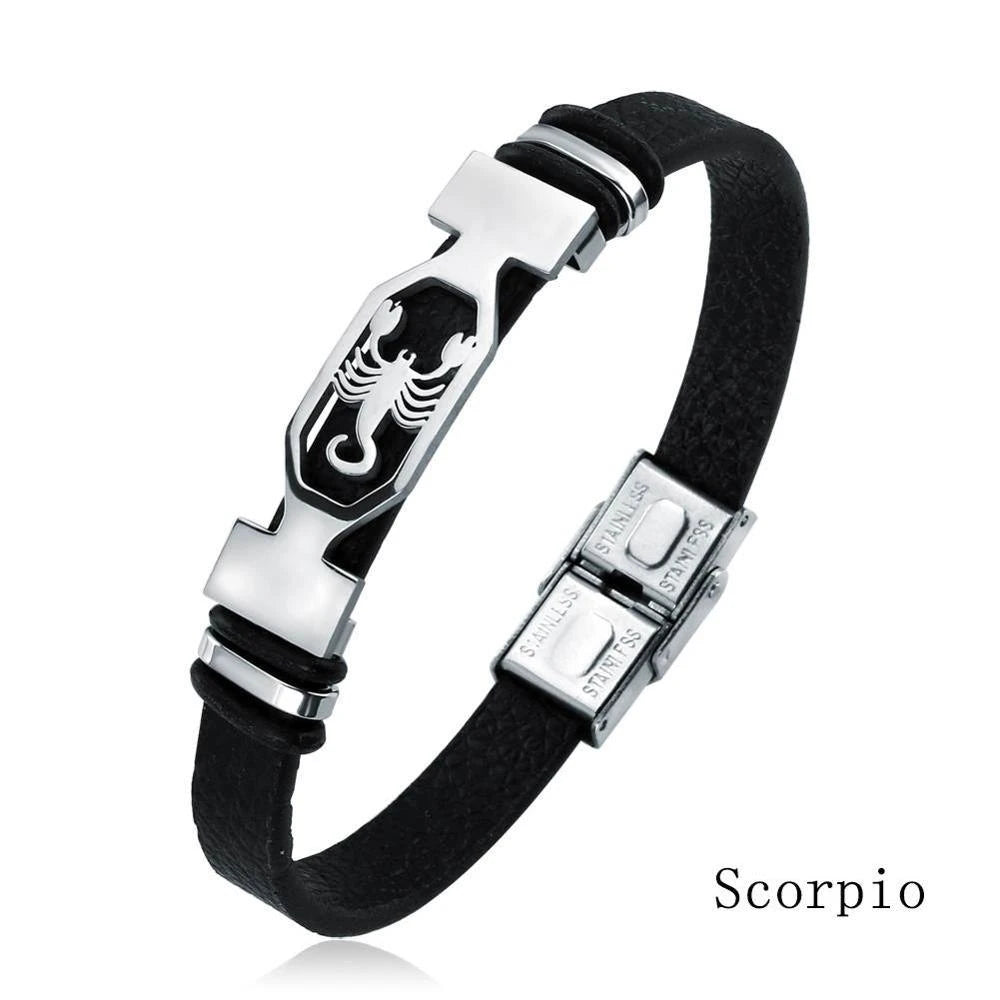 12 Constellation Stainless Steel Cuff Bracelet