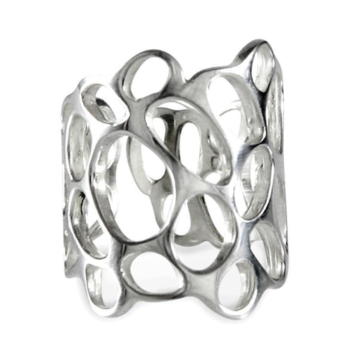 Honeycomb Sterling Silver Cut-Out Ring Ring
