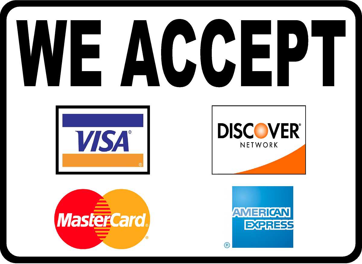 We Accept Visa Mastercard American Express Discover Card Sign – Signs ...