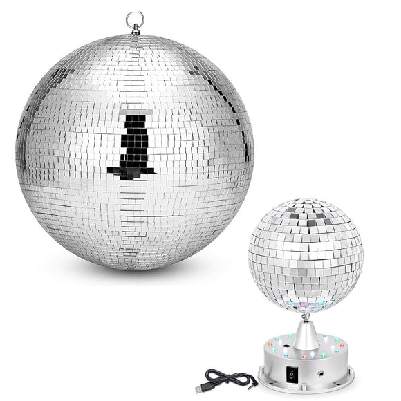 Yescom 12 Mirror Disco Ball w/ Rotating Motor & 3W 3 LEDs Multi-color  Pinspot Spot Light Kit Home Party Disco 