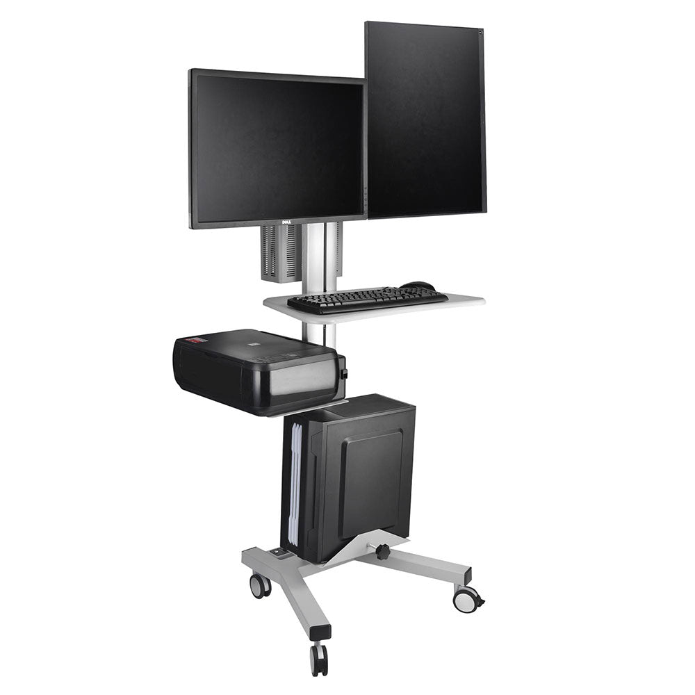 Yescom Office Furniture 2 Monitor Pc Mobile Cart Workstation Gray Yescomusa