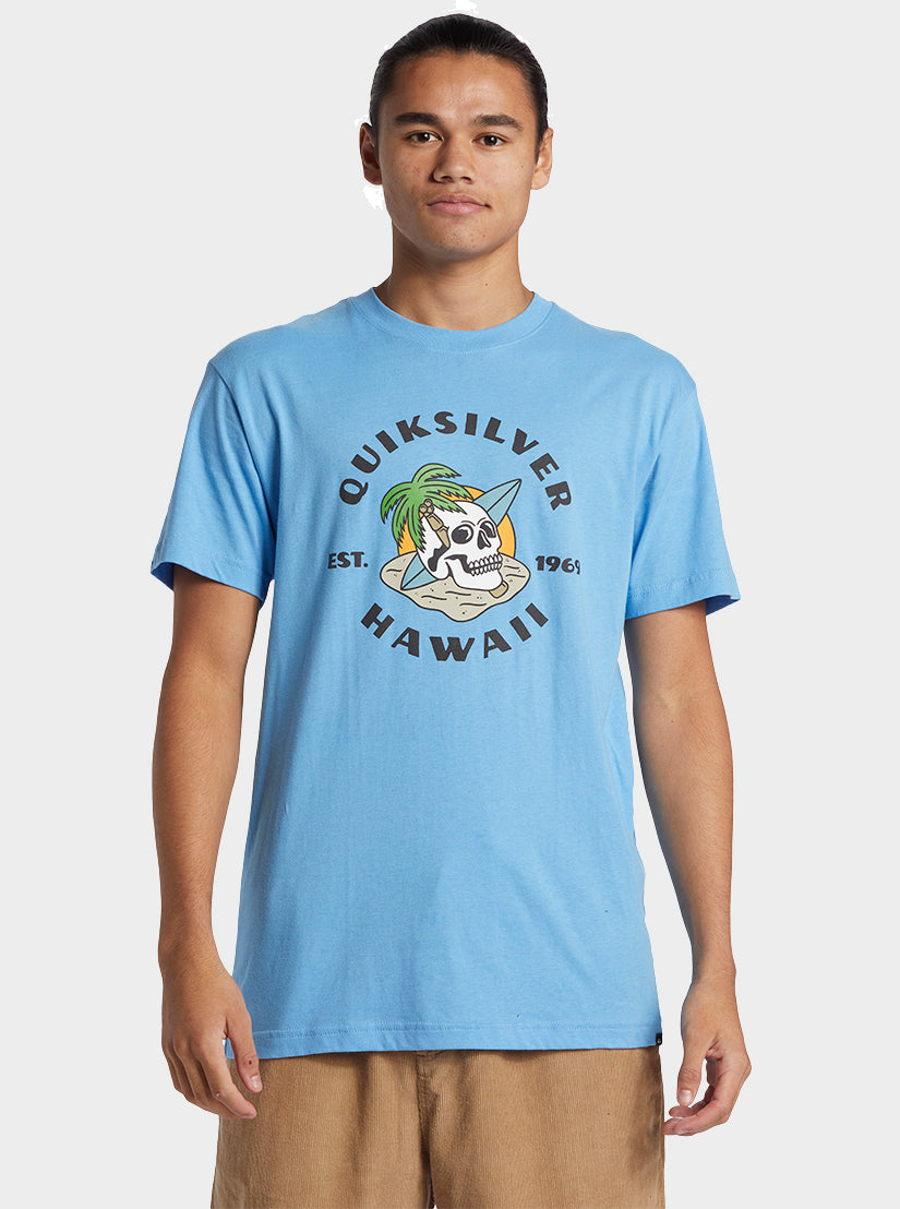 Hawaii Palm And Skull T-Shirt - Azure Blue