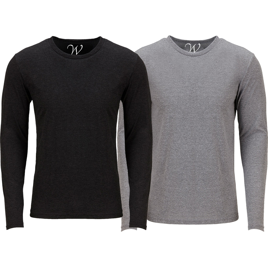 EWC 607BHG 2-Pack Ultra Soft Sueded Long Sleeve - Black / Heather Grey ...