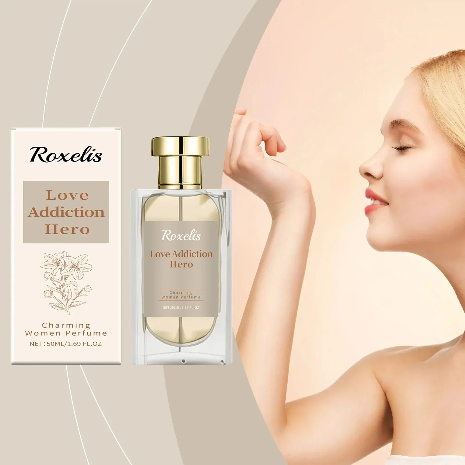 Roxelis 50ml Charming Women Perfume Long Lasting Floral Scent Dating Flirting Atmosphere Natural Fresh Glamour Body Mist Perfume