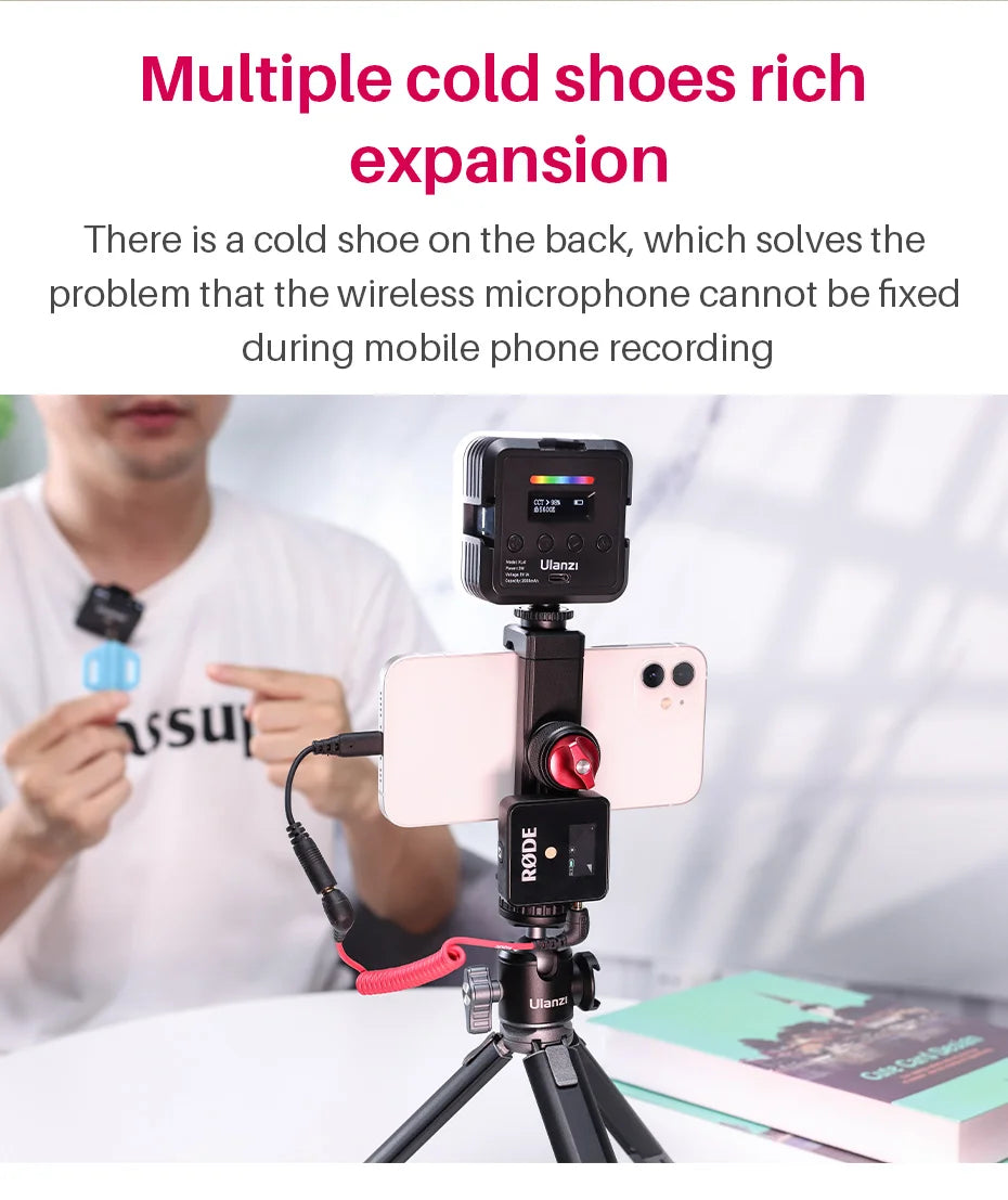 Ulanzi ST-27 Metal Phone Holder Clamp With Cold Shoe Arca 360°Rotatable tripod Mount Clip for TikTok Vlog Photography