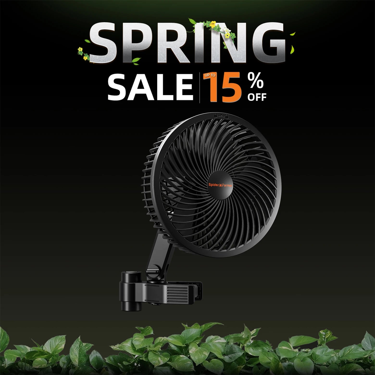 2025 New Spider Farmer 6" Grow Tent Clip Fan EC Motor, 10 Speeds Wind Control 10-Level Wide-Angle Oscillation, Waterproof IP54