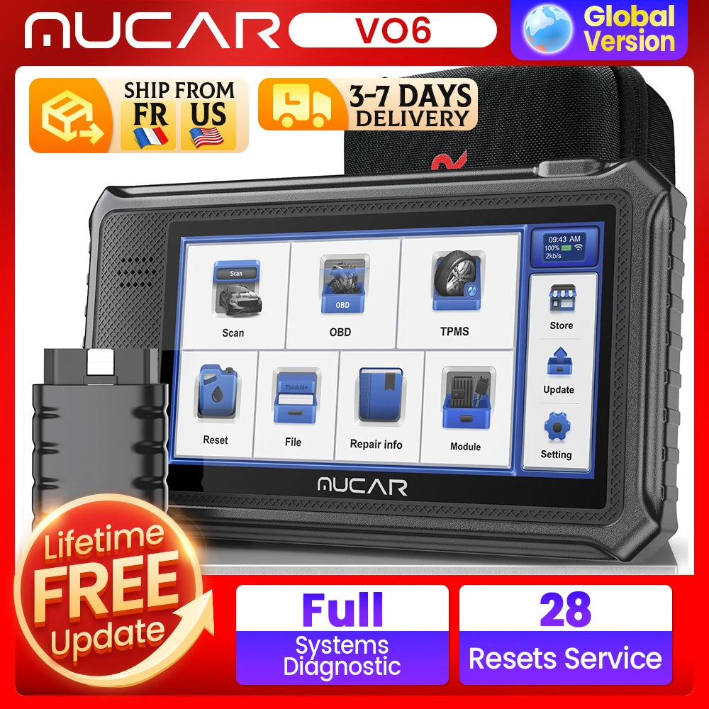 THINKCAR MUCAR VO6 Professional Car Diagnostic Tools Full System Diagnose 28 Resets Life Free Obd2 Scanner Auto VIN Code Reader