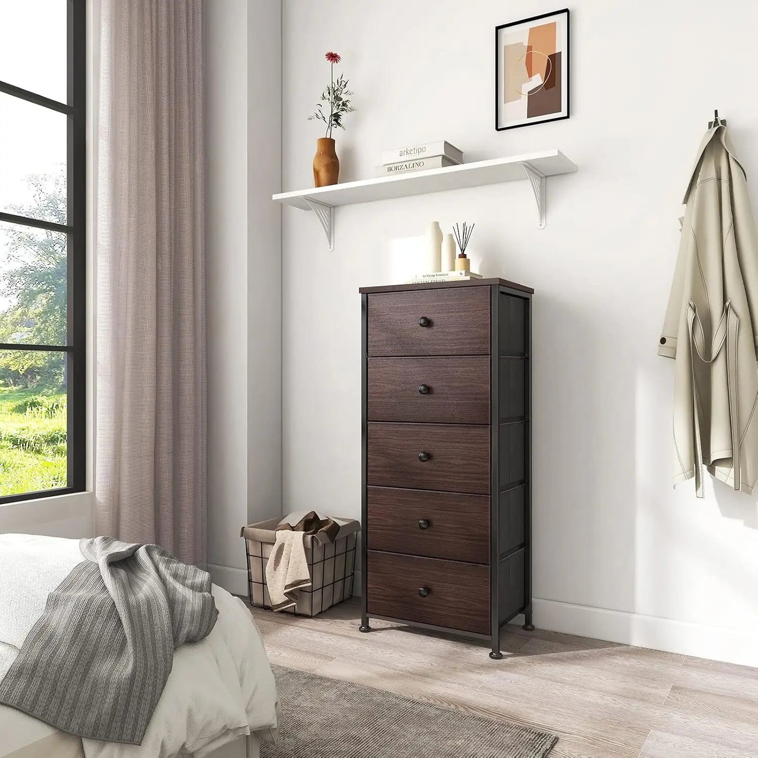 Reahome 5-Drawer Faux Leather Dresser