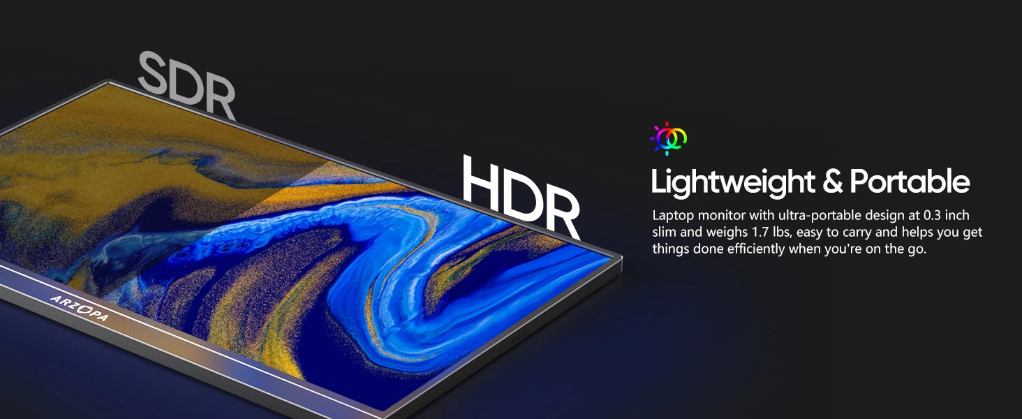 ARZOPA  1080P Portable Monitor 15.6 inch Monitors for Laptop MAC Switch Xbox Phone ps4 PC USB C HDMI-Compatible Computer Display