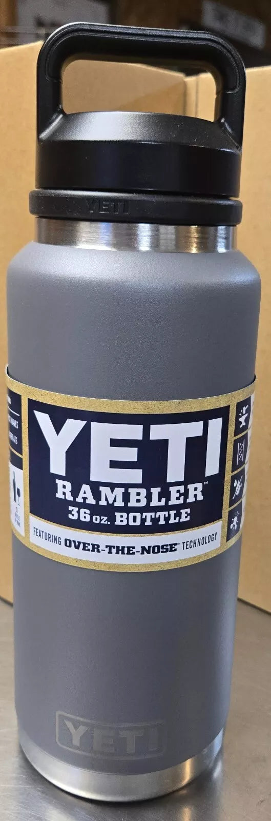 Yeti Rambler 36 oz Stainless Bottle Maximum Insulation W- Chug Cap GRAY