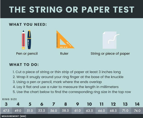 find the size of your ring with the ruler and string test