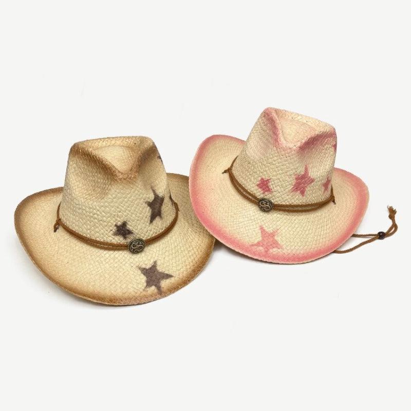 Retro rosa cowgirl-hut mit disco-kugel, grooviger disco-cowboy
